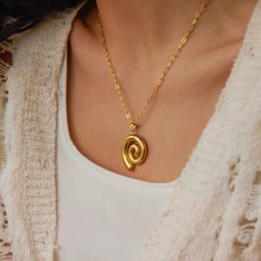 Colar Pingente Espiral Chuncky (Banhado a Ouro 18K)