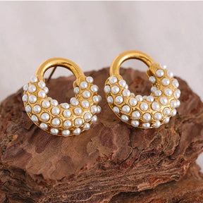 Brinco Spike Pérola (Banhado a Ouro 18K)