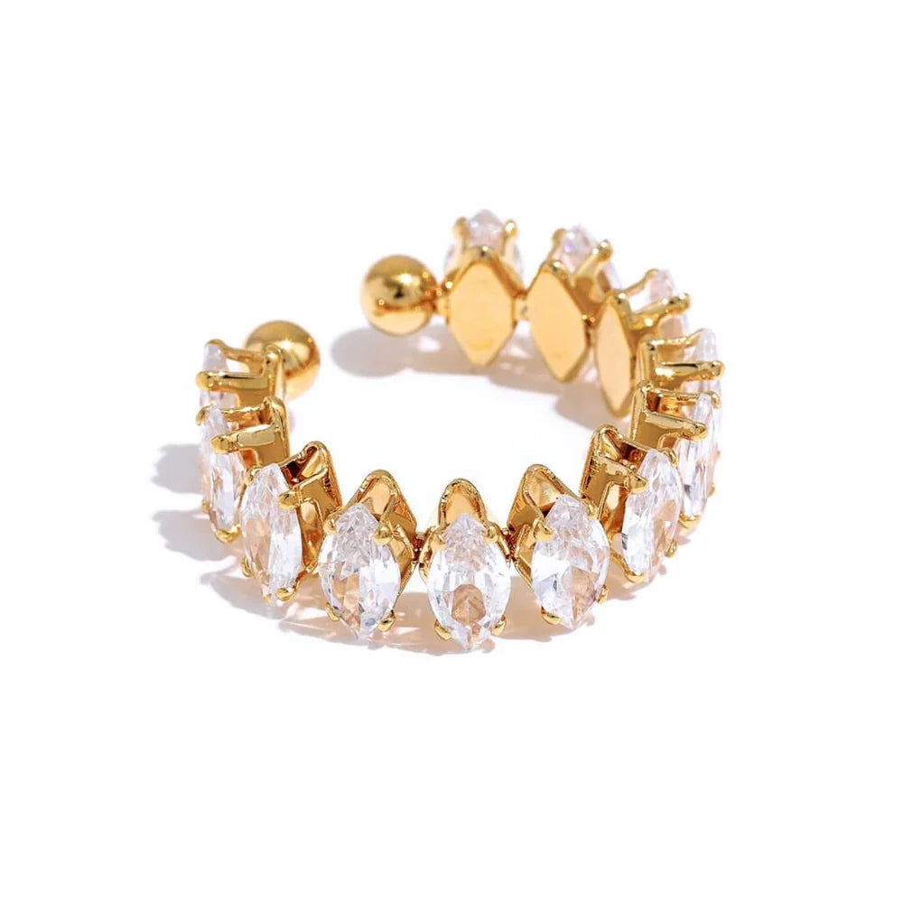Anel Vicenza com Coroa de Zircônia Marquise (Banhado a Ouro 18K)