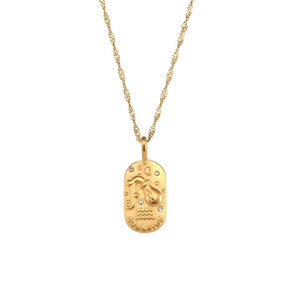 Colar Zodíaco Corrente Trançada (Banhado a Ouro 18K)