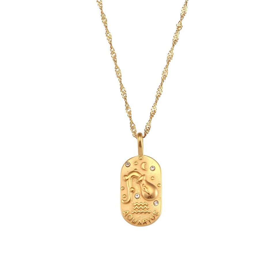 Colar Zodíaco Corrente Trançada (Banhado a Ouro 18K)