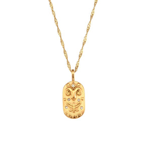 Colar Zodíaco Corrente Trançada (Banhado a Ouro 18K)