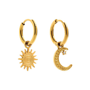 Brinco Argola Sol e Lua (Banhado a Ouro 18K)