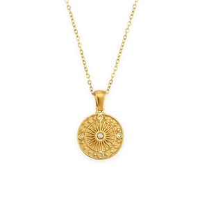 Colar Sol com Zircônias (Banhado a Ouro)