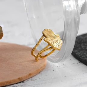 Anel Hamsá Mão de Fátima (Banhado a Ouro 18K)