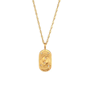 Colar Zodíaco Corrente Trançada (Banhado a Ouro 18K)